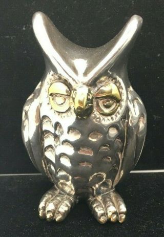 Vintage Sterling Silver & Gold " Wise Owl " Statue Figure (179 Grams) - Scrap Or Not