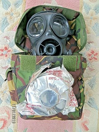 British Army S10 Gas Mask Size 2,  1 Foil Wrapped Filter And Good Haversack