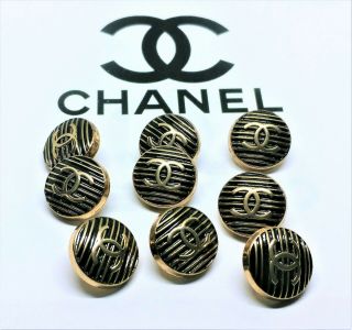 Chanel Cc Logo Black Gold 15 Mm,  0.  75 " 1 Button