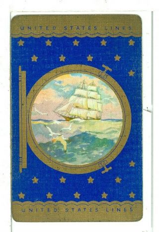 Single Vintage Playing Card " United States Line " Steamship,  Ss Blue