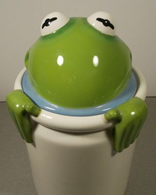 Muppets Kermit The Frog Ceramic Cookie Jar Disney Canister 9 "