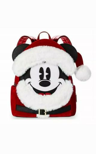 Disney Parks Christmas Holiday Santa Mickey Loungefly Mini Backpack 2019