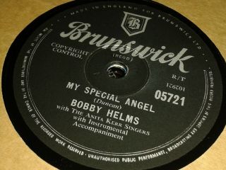 Bobby Helms : My Special Angel / Standing At The End Of My World.  Uk.  78.  Rpm 1957