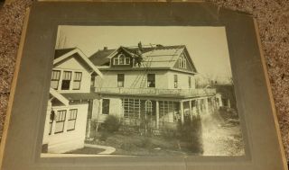 Vintage Old Large Photo C.  1910 Men Building Roof Construction Victorian House