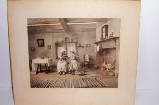 Vintage Early 1900s Ullman Photo/print 2 Dutch Women In House Matted