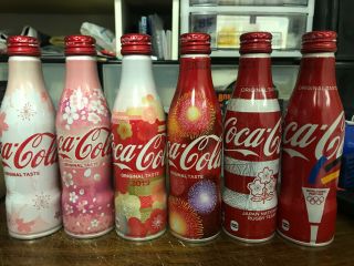 Japan 2017 - 19 Coca - Cola Coke Bottle X6 Empty Top - Sakura Year Rugby B