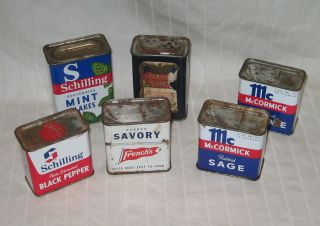 (6) Vintage Spice Tins Charles Ilfeld French 