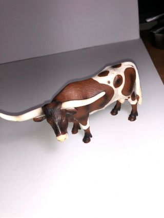 Schleich Germany 2002 Texas Long Horn Cow Steer Bull Brown & White