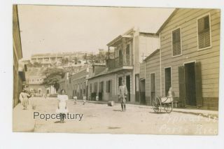 1911 Rppc Postcard San Juan Puerto Rico Photo Street Scene Policeman Photograph