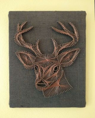 Vintage 1979 Buck Deer With Antlers Copper Wire “string” Art