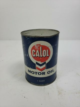 Vintage Chevron Calol Motor Oil 1 Qt.  Oil Can Full