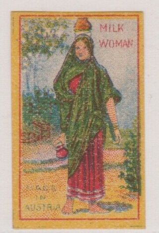 Old Matchbox Label Austria For India,  Milk Woman