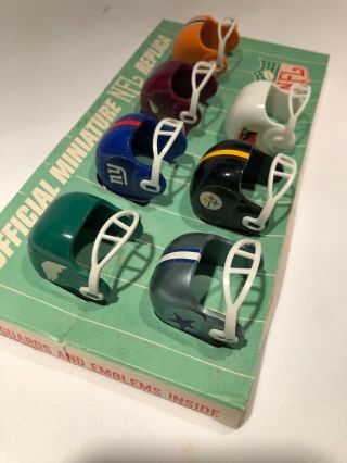 Vintage 1964 Nfl Mini Football Helmet Set Go With The Pros Eagles Cowboys Giants