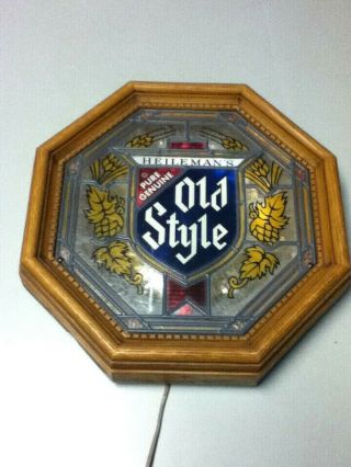 Old Style Beer Sign Vintage Lighted Simulated Wood Stained Glass L/k Light Ay1