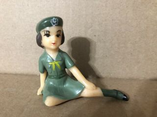 1960s Wilton Figurine Junior Girl Scout Plastic Cake Topper,  Hong Kong