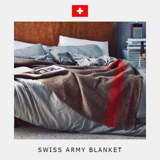 Swiss Army 100 Wool Blanket Vintage Old Stock Military Surplus Bedding Camp
