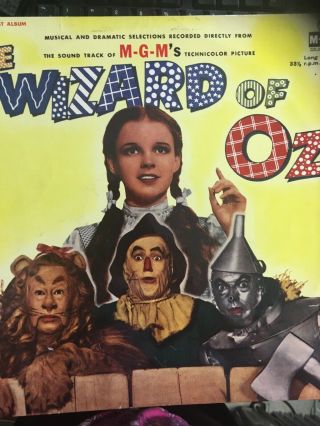 Wizard Of Oz Mgm Judy Garland Soundtrack Vinyl Album,  Vinyl Cover Exc
