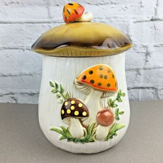 Sears Merry Mushroom Large Canister Cookie Jar 70s Classic Japan Ceramic