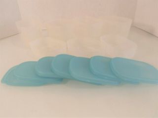 Tupperware Freezer Mates Containers Set Of 7 Clear With Aqua Color Lids
