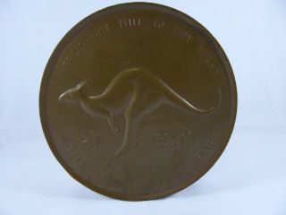 1950 Australian Penny Money Box " A Penny Saved Is A Penny Earned " King George