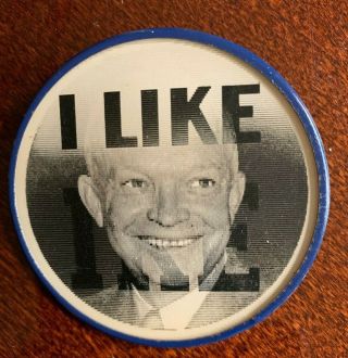 1952 Dwight Eisenhower - I Like Ike Campaign Button 2.  5” Hologram/flasher