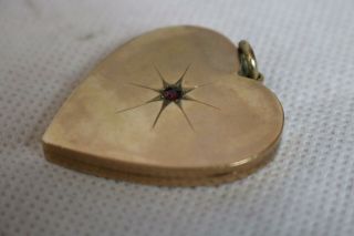 Vintage 9ct Heart Shaped Locket Pendant W Garnet,  375 Hallmark 10g Ref Fm