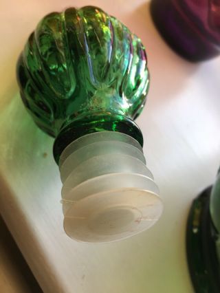 Green Gourded Vintage MCM Italian Empoli Glass Genie Bottle Decanter 1960’s 3