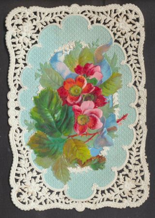 C11336 Victorian Paper Lace Xmas Card: Lifting Scrap 1870s
