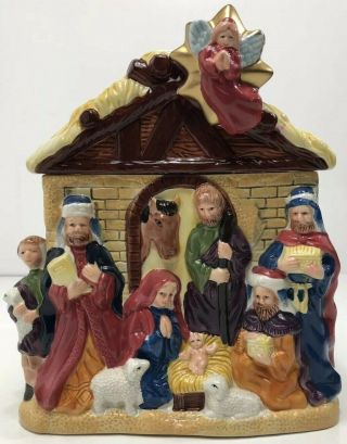 Christmas Nativity Scene Cookie Jar Jay Imports Jesus Mary Home Decoration