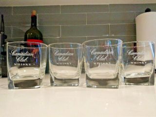 Canadian Club Whisky Drinking Bar Glasses Set Of 4