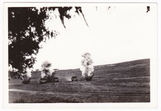 Vintage Wwii Photo Us Army Light Tanks Explosions Fort Ord Ca 1941 5x3.  5 In