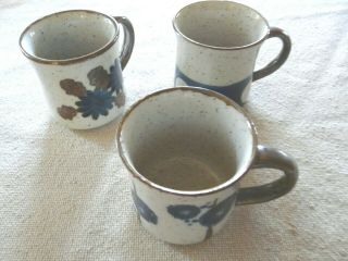 3 Otagiri Vintage Mod Retro Coffee Mugs Colbat And Brown Speckled Japan