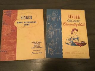 2 1940’s Singer (sewing Machine) Home Decoration & Dressmaking Guide Book C90h