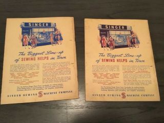 2 1940’s SINGER (SEWING MACHINE) HOME DECORATION & DRESSMAKING GUIDE BOOK C90H 2