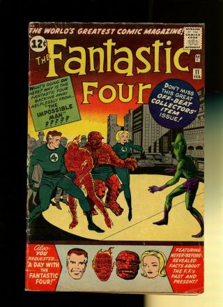 Fantastic Four 11 Gd 2.  0 1 Book 1st Mailman - Willie Lumpkin Lee & Kirby