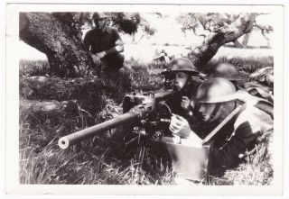 Vintage Wwii Photo Us Soldier Hvy Machine Gun Training Fort Ord Ca 1941 5x3.  5 In