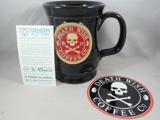 Death Wish Coffee Mug Deneen Pottery 2017 Skull & Crossbones
