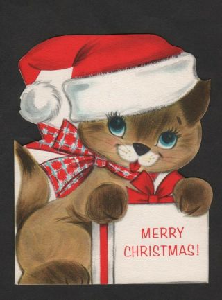 Vintage Hallmark Greeting Merry Christmas Card Plush Stuff Beaver Gift