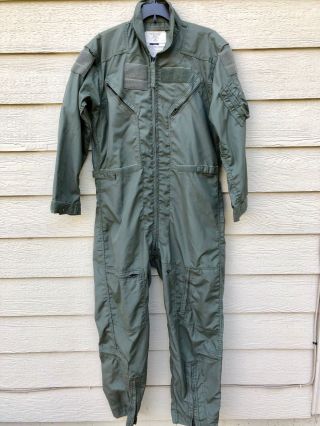 Vintage 1980 Us Air Force Nomex Fire Resistant Flight Suit Green Cwu - 27/p - 42r