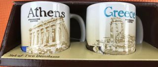 Starbucks Athens & Greece Demitasse Mug Espresso Coffee Cups Set 3 Oz