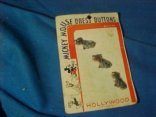 3 Moc 1930s Mickey Mouse Figural Pluto Dress Buttons