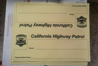 California Highway Patrol Dui Admonition Card,  Dui Field Notes And Name Plates