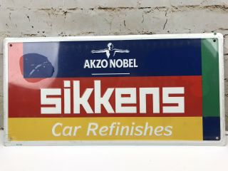 Sikkens Akzo Nobel Metal Sign Car Refinishes Automobile Automotive Paint 12 X 24