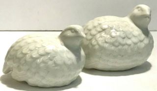 2 Vintage White Porcelain Quail Partridge Bird Figurines Japan