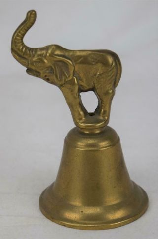 Vintage Brass Elephant Handle Hand Bell 4 1/2 " Tall