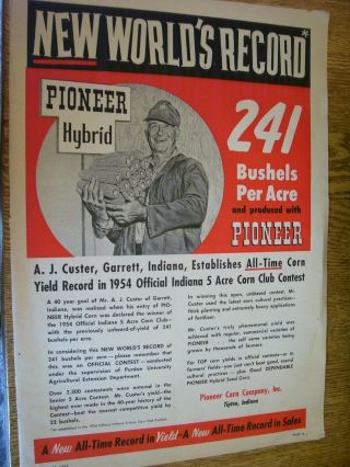 Vintage Seed Corn Advertising - 10 " X 14 " - Pioneer Hybrid Seed Corn - 1955