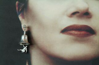 Vintage Linda Hesh " Ding Dong " Sterling Silver Earrings - Artist Made &