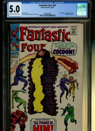 Fantastic Four 67 Cgc 5.  0 | Marvel 1967 | Origin & 1st Him - Warlock (cameo)