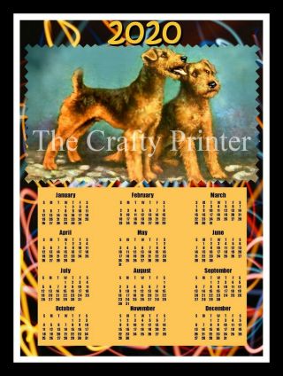 2020 Dog Calendar Magnet - Airedale Terriers