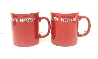 Nescafe Advertising Set Of 2 Red Nescafe Coffee Cups Mugs